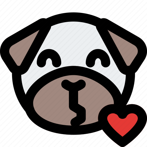 Pug, blowing, kiss, emoticons, animal icon - Download on Iconfinder