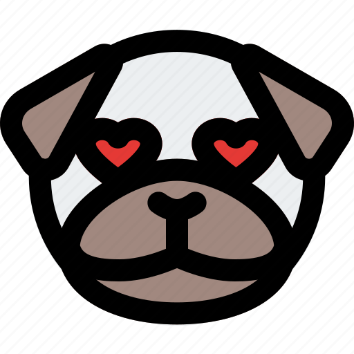 Pug, heart, eyes, emoticons, animal icon - Download on Iconfinder