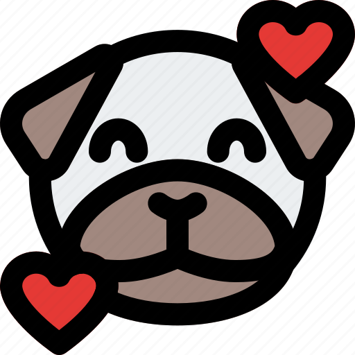 Pug, smiling, hearts, emoticons, animal icon - Download on Iconfinder