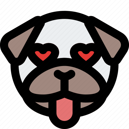 Pug, heart, eyes, tongue, emoticon icon - Download on Iconfinder