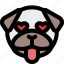 pug, heart, eyes, tongue, emoticon 