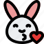 rabbit, blowing, kiss, emoticons, animal 