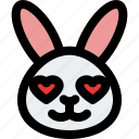 rabbit, heart, eyes, emoticons, animal