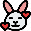 rabbit, smiling, hearts, emoticons, animal