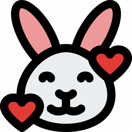Rabbit, smiling, hearts, emoticons, animal icon - Download on Iconfinder