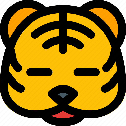 Tiger, cosed, eyes, emoticon icon - Download on Iconfinder