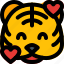 tiger, smiling, hearts, romance, emoticon 