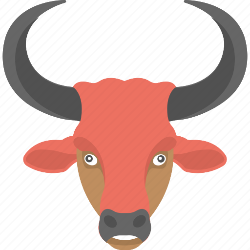 Angry bull, bull face, face of bull, large horns, red bull icon - Download on Iconfinder