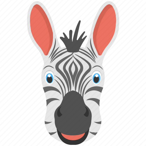 Animal face, black white stripes, long ears, mammals, zebra face icon - Download on Iconfinder