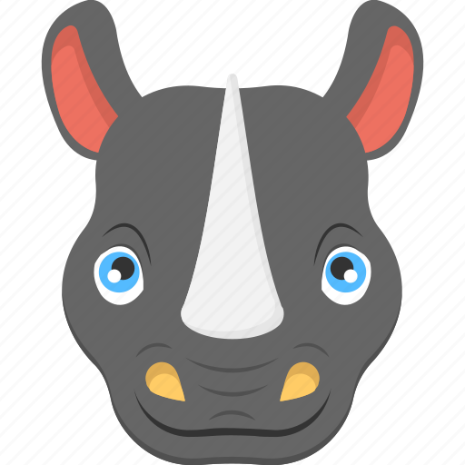Fierce rhino, pointed horn, rhino face, rhinoceros, wild animal icon - Download on Iconfinder