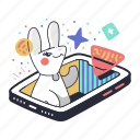 mobile, device, content, magic, insight, result, smartphone, rabbit, bunny, animal, face, shapes