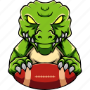 crocodile, alligator, rugby, animal, team, mascot, sport