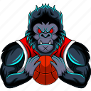 gorillar, basketball, angry, animal, team, mascot, sport