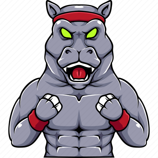 Hippo, hippopotamus, fighter, animal, team, mascot, sport icon - Download on Iconfinder