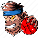 monkey, basketball, angry, animal, team, mascot, sport