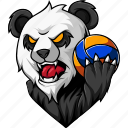 panda, volleyball, roar, animal, team, mascot, sport