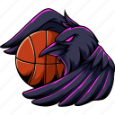raven, bird, basketball, animal, team, mascot, sport