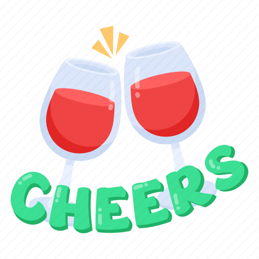 Wine toast, wine cheers, cheers, wine glasses, drink toast sticker - Download on Iconfinder