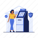bank, cash, deposit, finance, money, banking, atm, machine, illustration