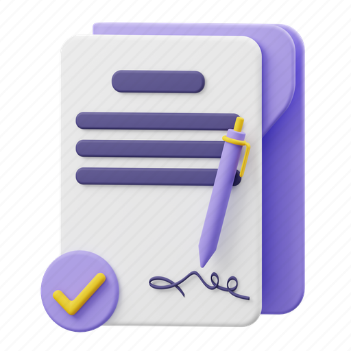 Contract, document 3D illustration - Download on Iconfinder