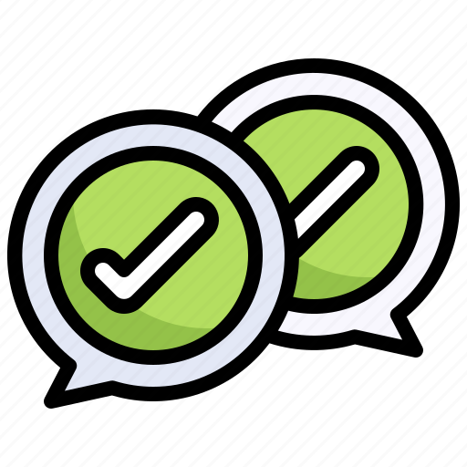 Conversation, check, sign, approve, speech, message icon - Download on Iconfinder