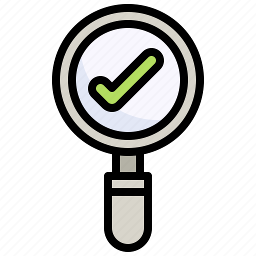 Magnifying, glass, check, sign, approved, search, find icon - Download on Iconfinder