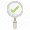 magnifying, glass, check, sign, approved, search, find