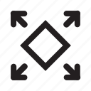 diagonal arrow, enlarge, enlarged, enlarging, full size, size