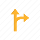 arrow, detour, direction, forward, navigation, right, up