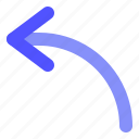 arrow, curved, direction, left