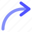 arrow, curved, direction, right 