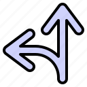 arrow, direction, left, sideroad