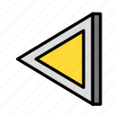 arrow, direction, left, triangle