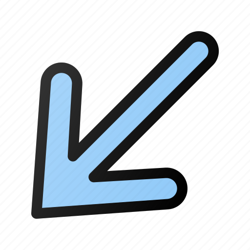Simple, thick, arrow, down, left icon - Download on Iconfinder