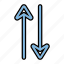 blue, black, up, down, round, arrow, direction, navigation, arrows 