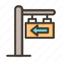 signboard left, directions, arrows, navigation, sign