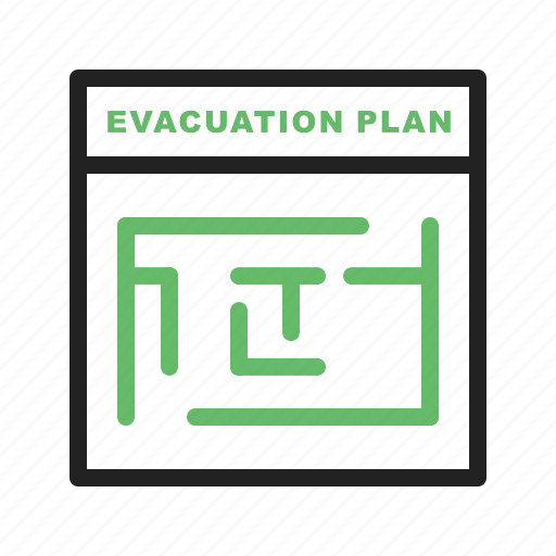 Building, danger, emergency, evacuation, exit, plan, warning icon - Download on Iconfinder