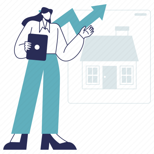 Agent property, analysis, analytics, profit, investment, broker, real estate illustration - Download on Iconfinder