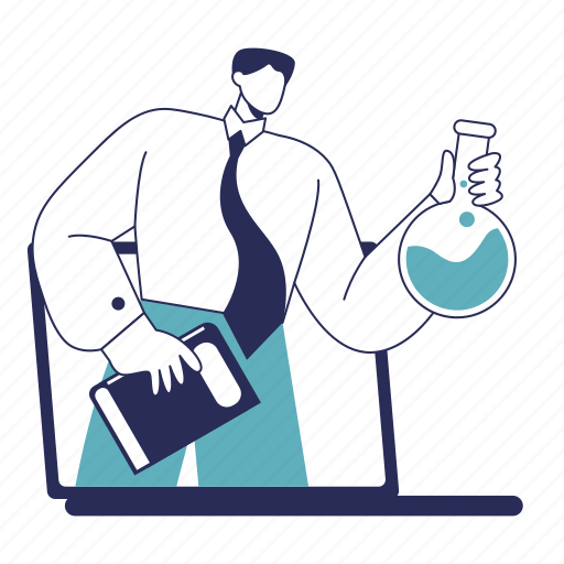 Chemical, chemistry, science, flask, experiment, online teaching, education illustration - Download on Iconfinder