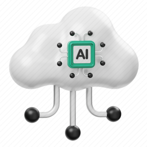 Ai, cloud, technology, artificial intelligence, data, storage, database 3D illustration - Download on Iconfinder
