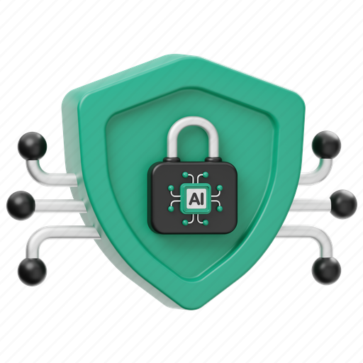 Ai, security, shield, protection, secure, lock, safety 3D illustration - Download on Iconfinder
