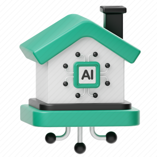 Ai, smart, home, artificial intelligence, building, robot, artificial 3D illustration - Download on Iconfinder
