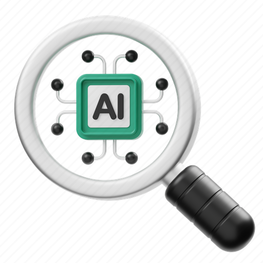Ai, search, artificial intelligence, technology, magnifier, find, magnifying glasses 3D illustration - Download on Iconfinder