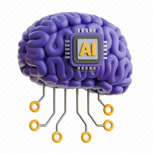 Brain, artificial intelligence, chip, microchip, processor 3D illustration - Download on Iconfinder