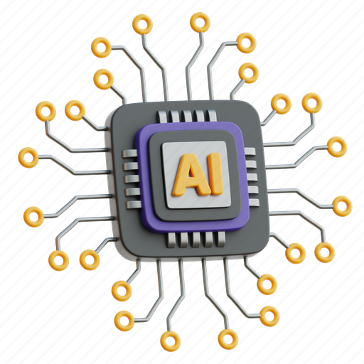 Artificial intelligence, chip, processor, microchip, computer 3D illustration - Download on Iconfinder
