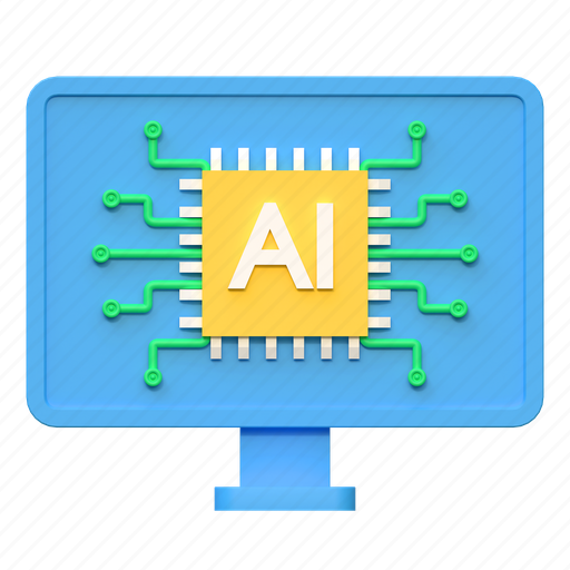 Ai, computer, artificial, inteligence, illustration, robot, ml 3D illustration - Download on Iconfinder