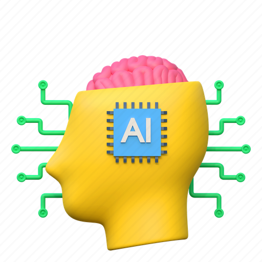 Ai, human, brain, artificial, inteligence, icon, 3d 3D illustration - Download on Iconfinder