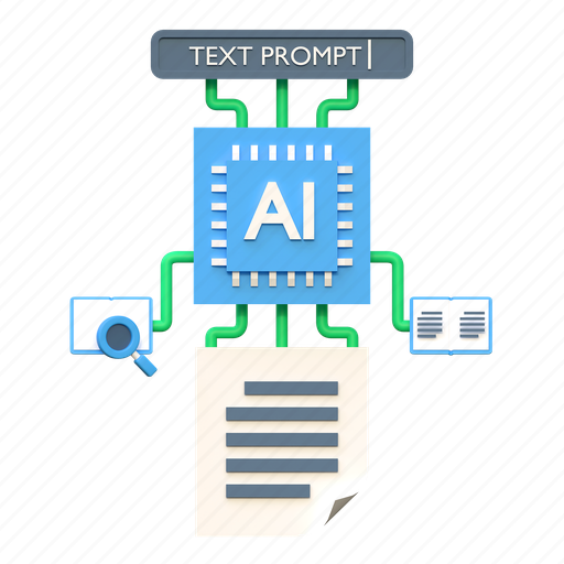 Ai, text, prompt, article, generation, artificial, inteligence 3D illustration - Download on Iconfinder