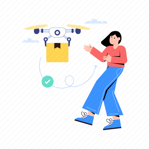 Air delivery, drone delivery, quadcopter, parcel delivery, courier illustration - Download on Iconfinder