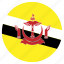asia, brunei, country, flag, nation, round 